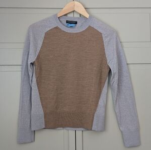 J. Crew 100% merino camel and gray sweater